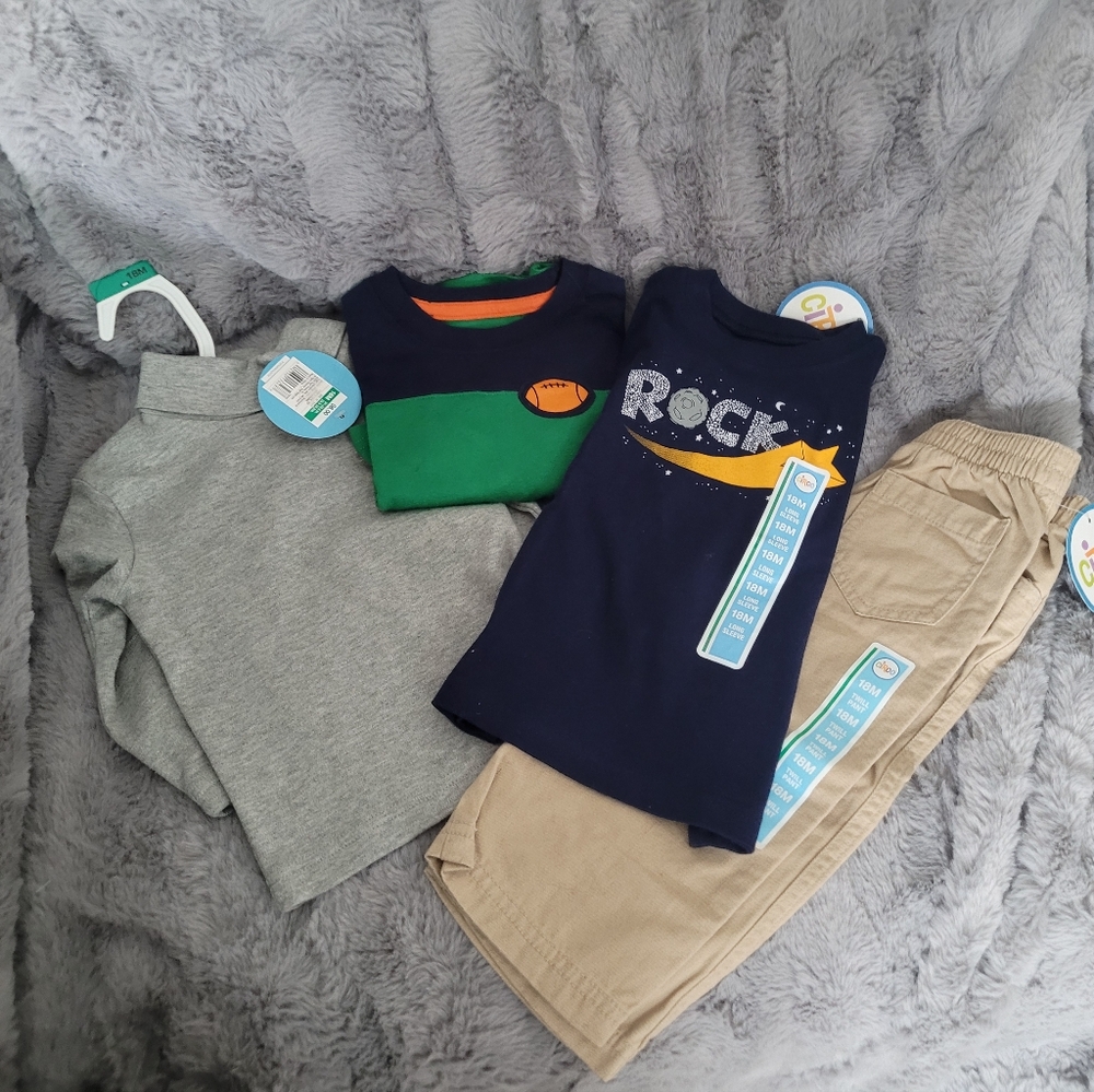 Circo outfits 2 long sleeve shirts, 1 long sleeve turtleneck, & twill pants 18mo